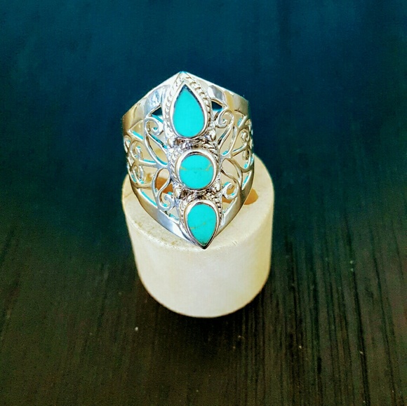 Reconstructed Turquoise ring - Picture 2 of 4